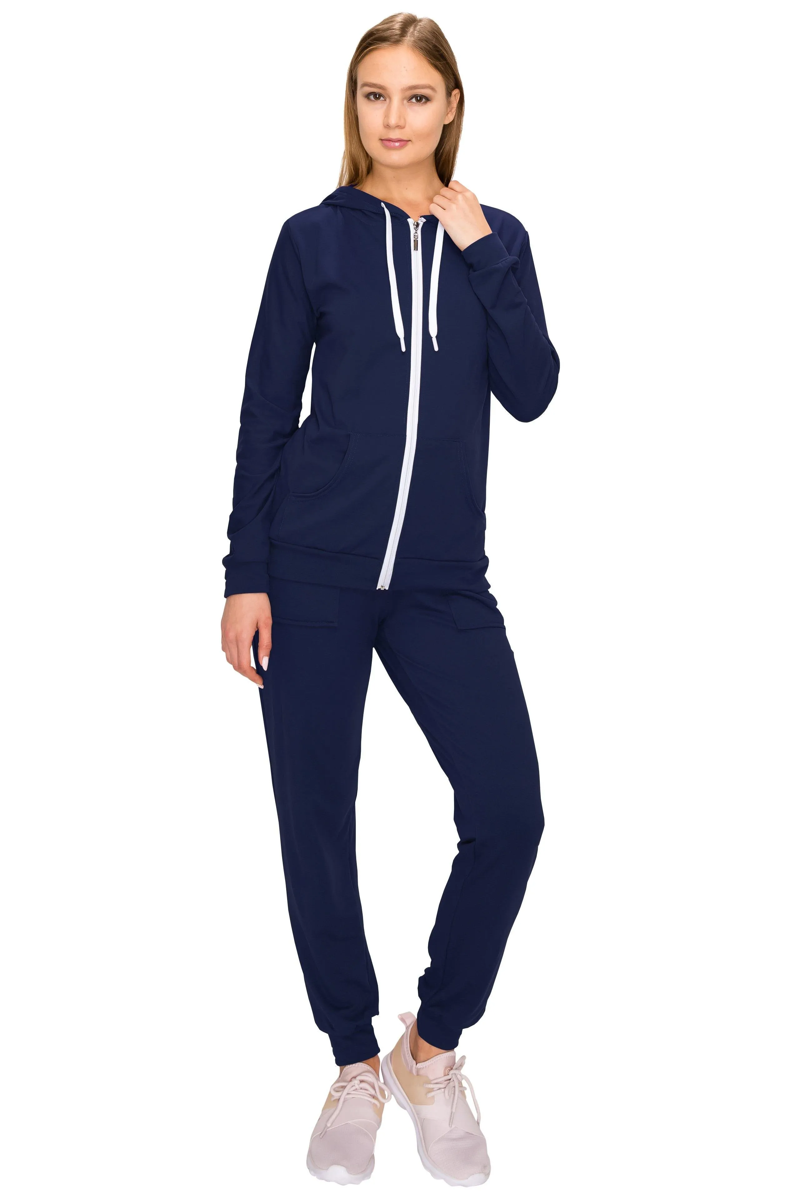 2 Piece Fleece Hoodie and Pants Set - Soft Zip-Up Sweatshirt and Sweatpants Tracksuit
