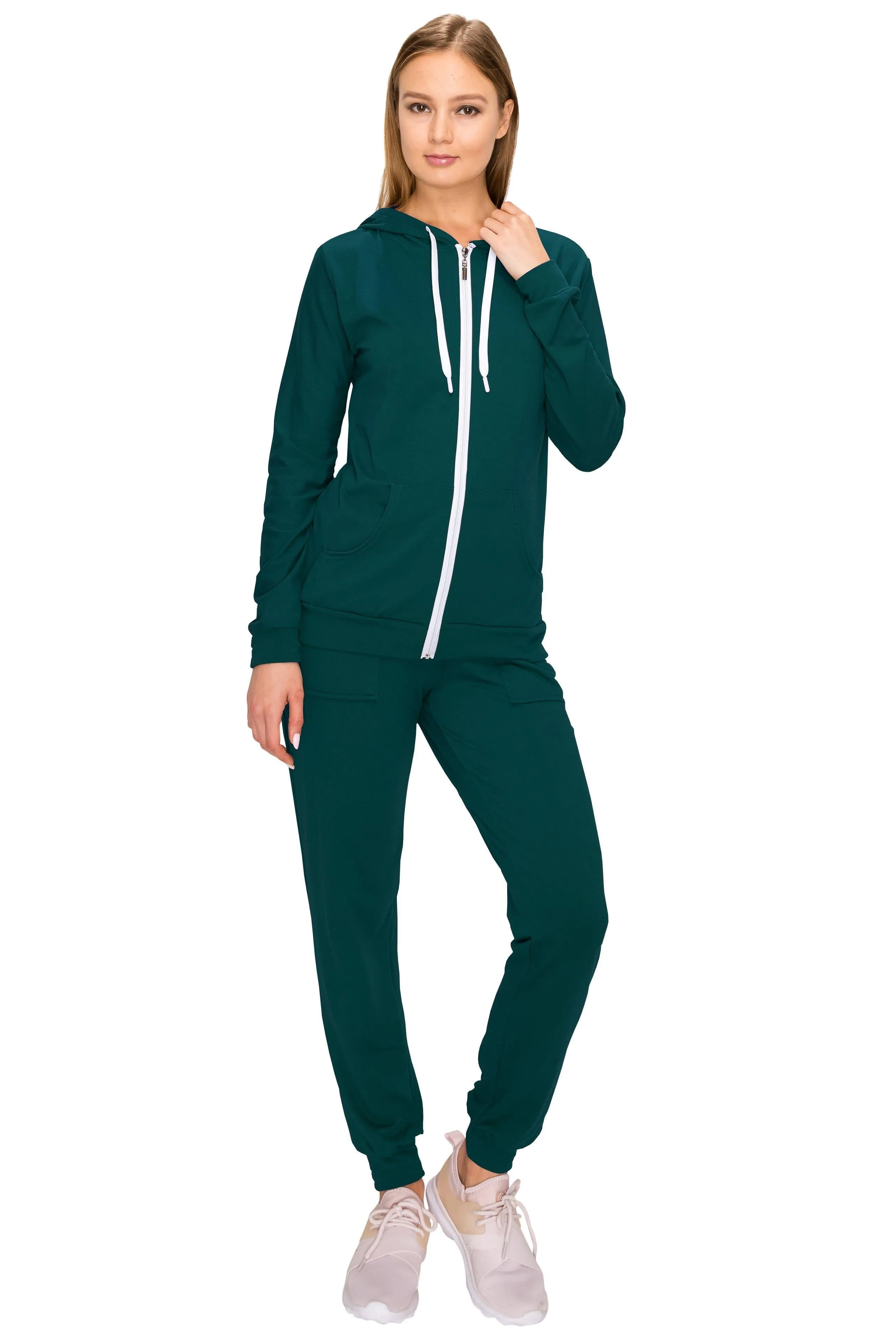 2 Piece Fleece Hoodie and Pants Set - Soft Zip-Up Sweatshirt and Sweatpants Tracksuit