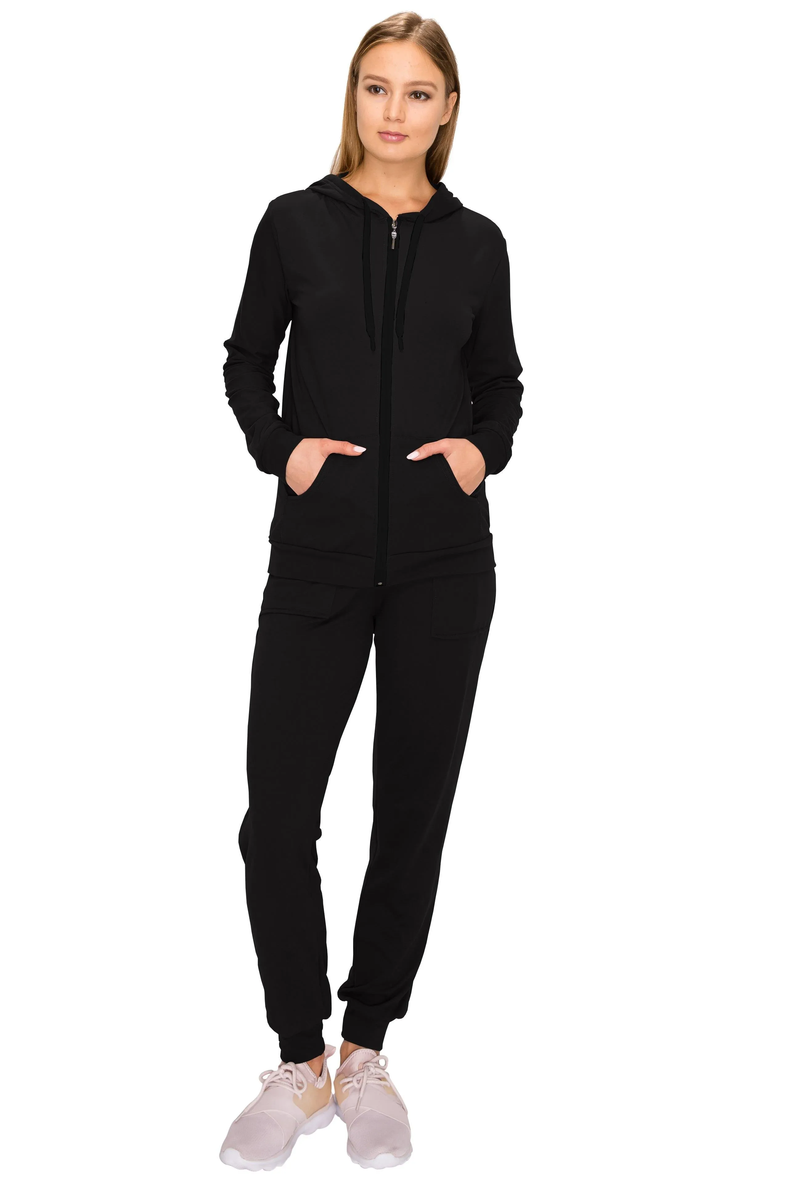 2 Piece Fleece Hoodie and Pants Set - Soft Zip-Up Sweatshirt and Sweatpants Tracksuit