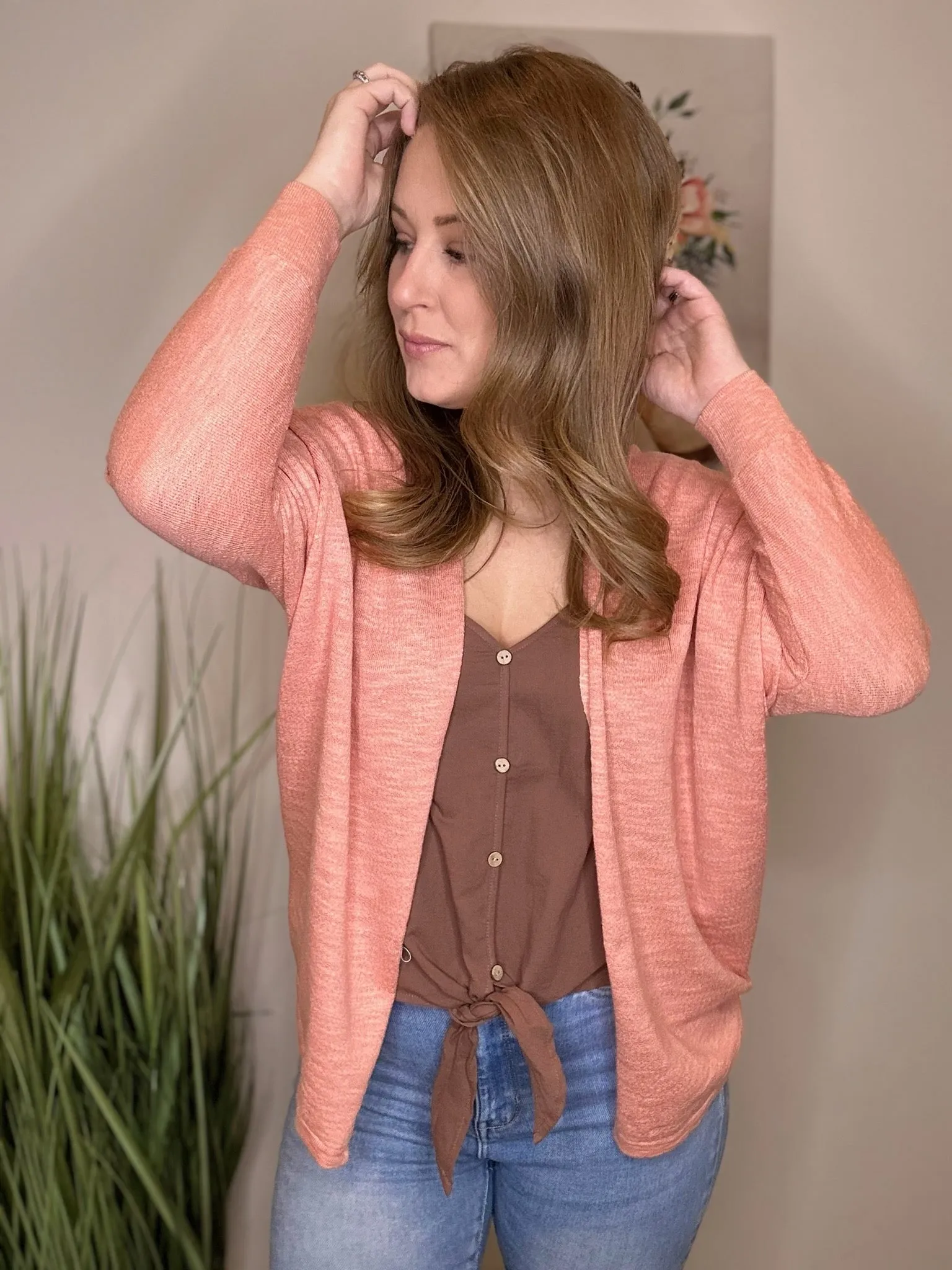 Apricot Dolman Sleeve Cardigan