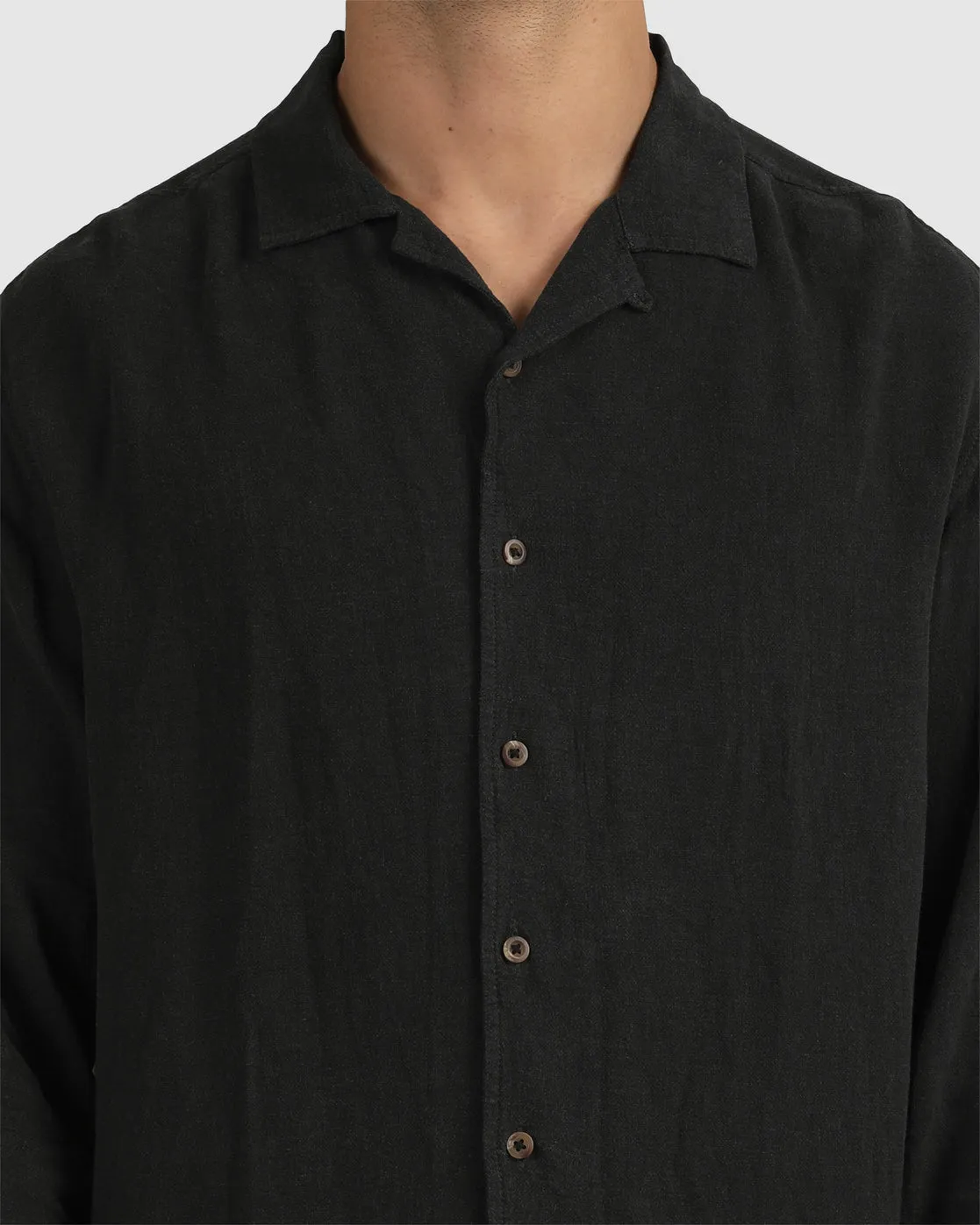 Beat Long Sleeve Button-Down Shirt - Black