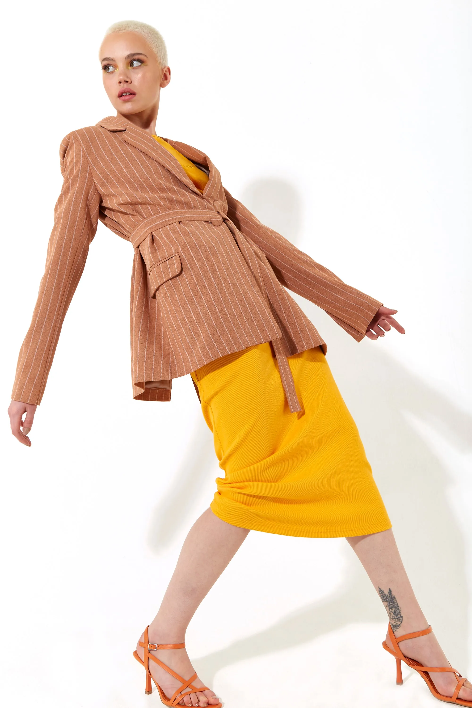 House of Holland Oversized Jacket with A Belt Button Fastening and Extra Long Sleeves
