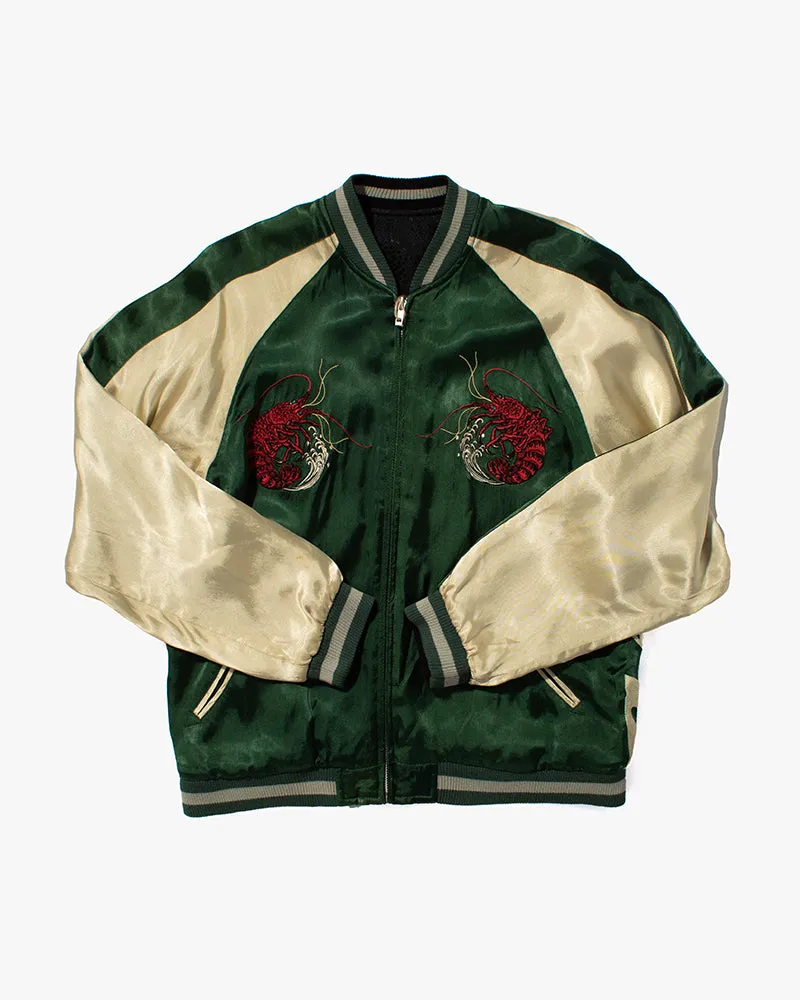 Japanese Repro Souvenir Jacket, Green with Lobsters