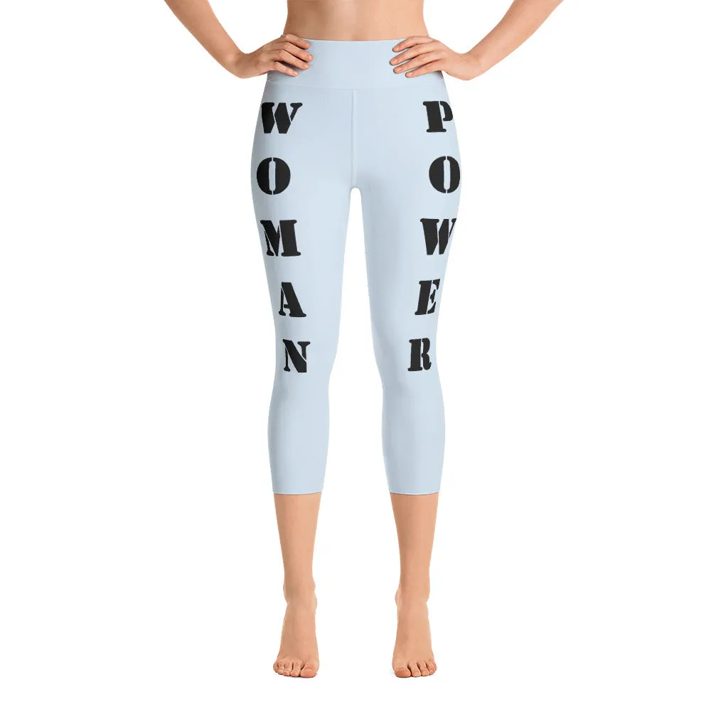 Our best viral leggings light gray woman power black lettering