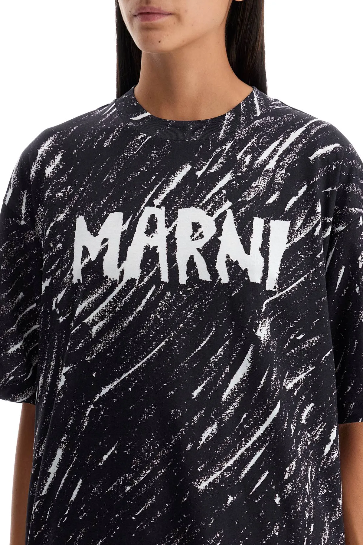 "abstract pattern logo t-shirt with THJET49P08USS018 BLACK