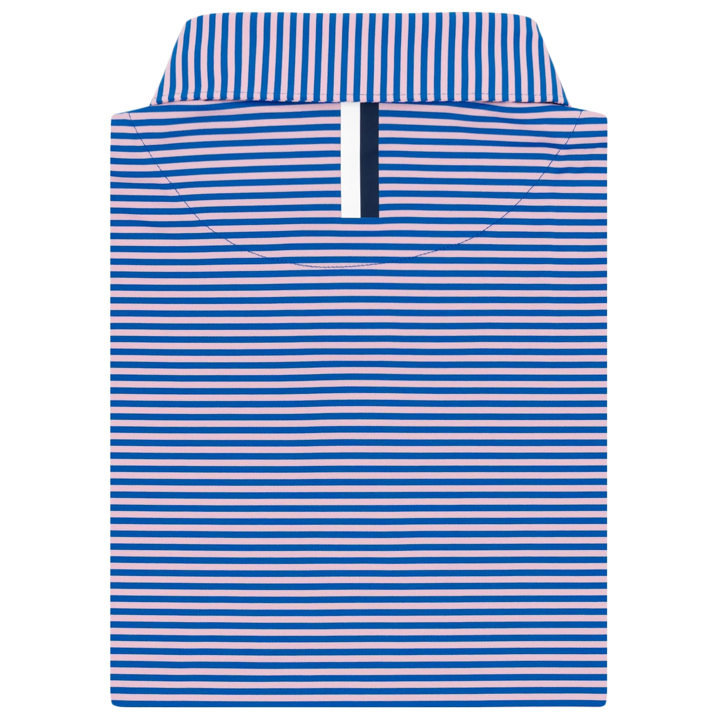 Azure Blue & Flamingo Pink Birdie Stripe Performance Polo Shirt